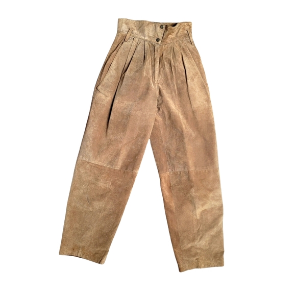Vintage Pants - Vintage 80's- 90's high waisted brown suede pants